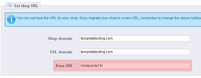 Set Shop URL